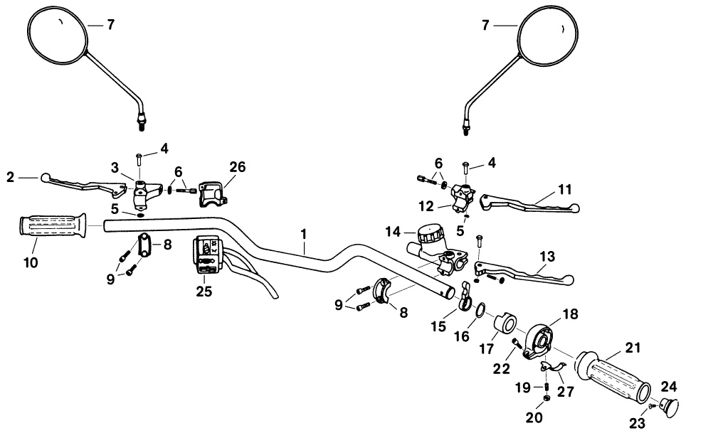 Lenker Lenkerrohr Handhebel Drehrgiff Spiegel MZ ETZ 250